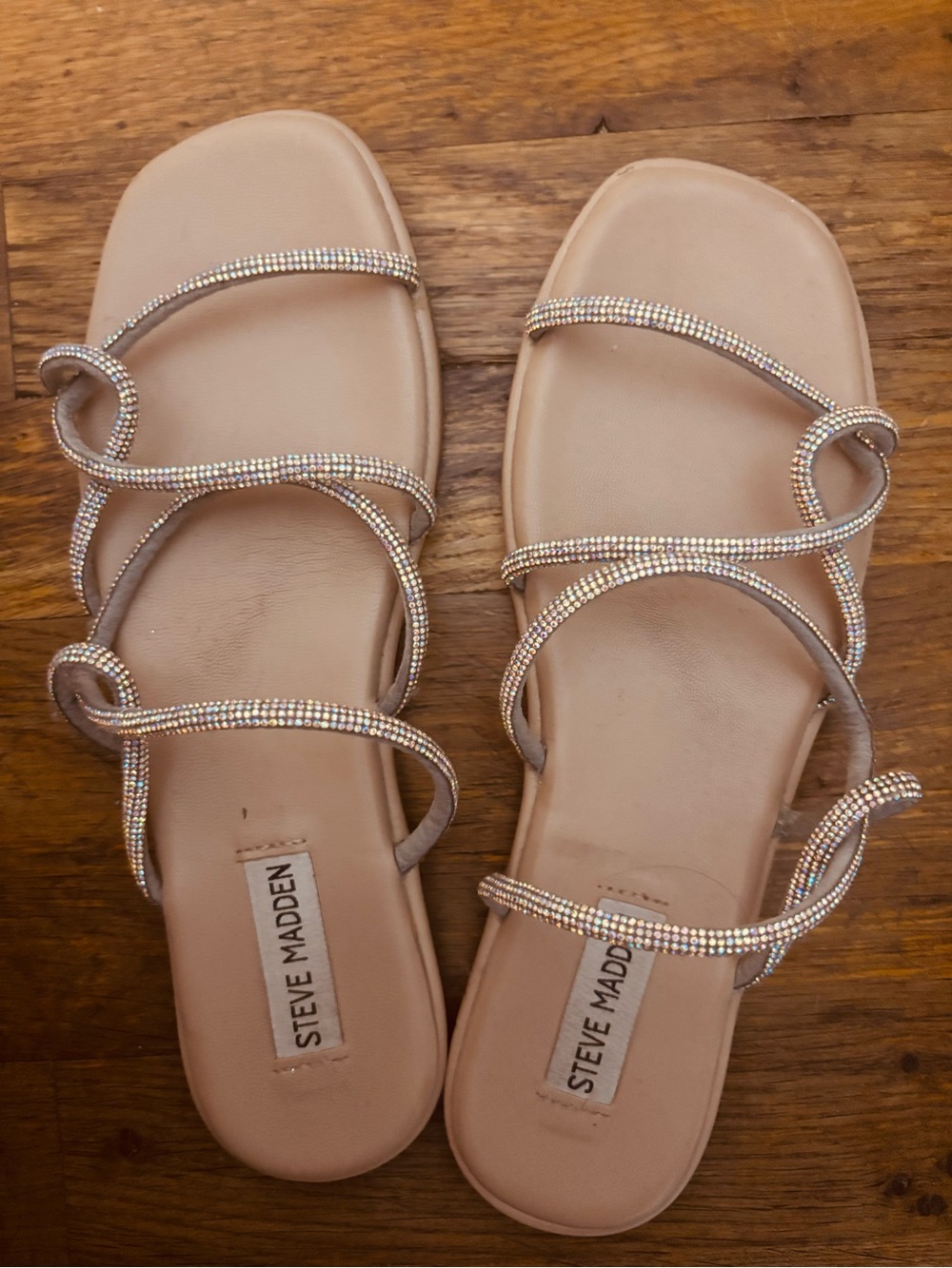 Steve Madden  Tan Rhinestone Strappy Sandals